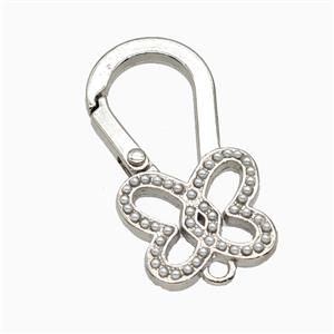 Copper Carabiner Clasp Pave Resin Butterfly Platinum Plated, approx 25-48mm [FN55656]