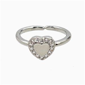 Copper Heart Rings Pave Zirconia Platinum Plated, approx 9.5mm, 18mm dia [FN55661]
