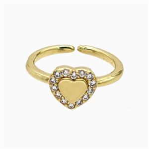 Copper Heart Rings Pave Zirconia Gold Plated, approx 9.5mm, 18mm dia [FN55662]