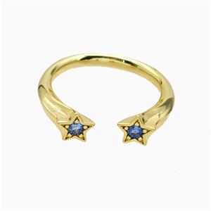 Copper Star Rings Pave Zirconia Gold Plated, approx 5mm, 18mm dia [FN55665]