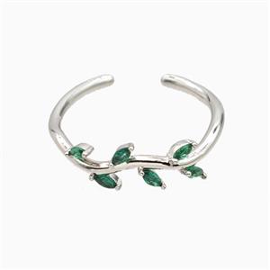 Copper Leaf Rings Pave Zirconia Platinum Plated, approx 6mm, 18mm dia [FN55677]