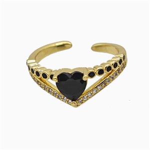 Copper Heart Rings Pave Zirconia Crystal Glass Gold Plated, approx 8mm, 18mm dia [FN55703]