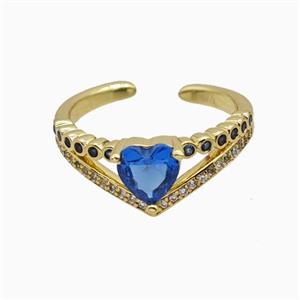 Copper Heart Rings Pave Zirconia Crystal Glass Gold Plated, approx 8mm, 18mm dia [FN55704]