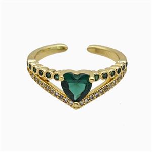 Copper Heart Rings Pave Zirconia Crystal Glass Gold Plated, approx 8mm, 18mm dia [FN55706]