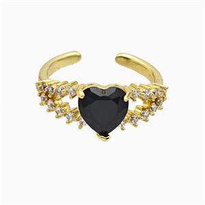 Copper Heart Rings Pave Zirconia Crystal Glass Gold Plated, approx 9mm, 18mm dia [FN55729]