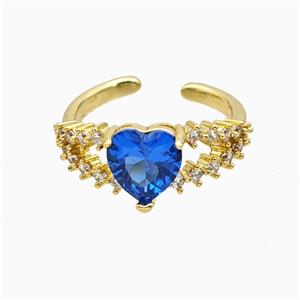 Copper Heart Rings Pave Zirconia Crystal Glass Gold Plated, approx 9mm, 18mm dia [FN55730]