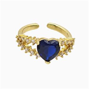 Copper Heart Rings Pave Zirconia Crystal Glass Gold Plated, approx 9mm, 18mm dia [FN55731]