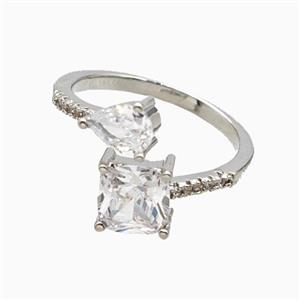 Copper Ring Pave Zirconia Crystal Glass Platinum Plated, approx 6-8mm, 7mm, 18mm dia [FN55734]