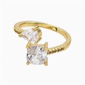 Copper Ring Pave Zirconia Crystal Glass Gold Plated, approx 6-8mm, 7mm, 18mm dia [FN55735]