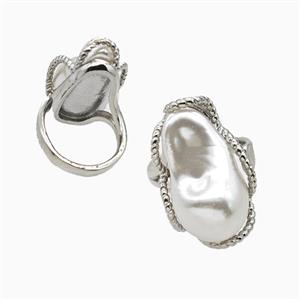 Copper Ring Pave Pearlized Resin Platinum Plated, approx 15-25mm, 18mm dia [FN55746]