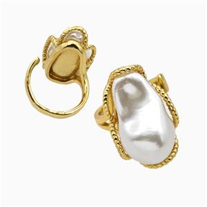 Copper Ring Pave Pearlized Resin Gold Plated, approx 15-25mm, 18mm dia [FN55747]