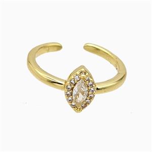 Copper Eye Rings Pave Zirconia Crystal Glass Gold Plated, approx 6-9.5mm, 18mm dia [FN55756]