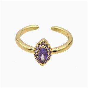 Copper Eye Rings Pave Zirconia Crystal Glass Gold Plated, approx 6-9.5mm, 18mm dia [FN55758]