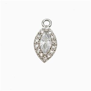Copper Eye Pendant Pave Zirconia Crystal Glass Platinum Plated, approx 6-9.5mm [FN55761]