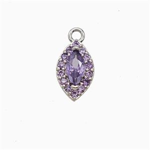 Copper Eye Pendant Pave Zirconia Crystal Glass Platinum Plated, approx 6-9.5mm [FN55764]