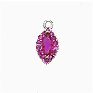 Copper Eye Pendant Pave Zirconia Crystal Glass Platinum Plated, approx 6-9.5mm [FN55766]