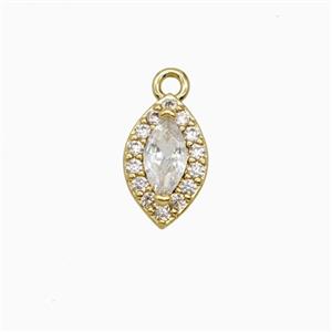 Copper Eye Pendant Pave Zirconia Crystal Glass Gold Plated, approx 6-9.5mm [FN55768]