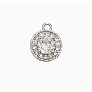 Copper Sun Pendant Pave Zirconia Crystal Glass Platinum Plated, approx 9mm [FN55775]