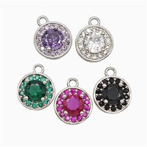 Copper Sun Pendant Pave Zirconia Crystal Glass Platinum Plated Mixed, approx 9mm [FN55780]