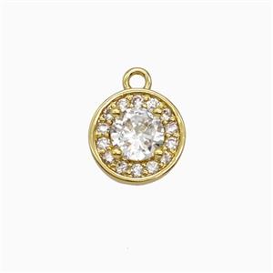 Copper Sun Pendant Pave Zirconia Crystal Glass Gold Plated, approx 9mm [FN55781]