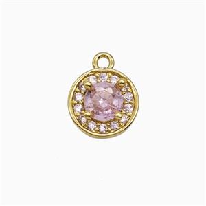 Copper Sun Pendant Pave Zirconia Crystal Glass Gold Plated, approx 9mm [FN55782]