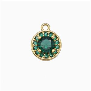 Copper Sun Pendant Pave Zirconia Crystal Glass Green Gold Plated, approx 9mm [FN55786]
