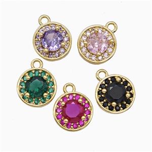 Copper Sun Pendant Pave Zirconia Crystal Glass Gold Plated Mixed, approx 9mm [FN55787]