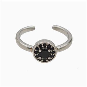 Copper Rings Pave Zirconia Crystal Glass Platinum Plated, approx 9mm, 18mm dia [FN55790]