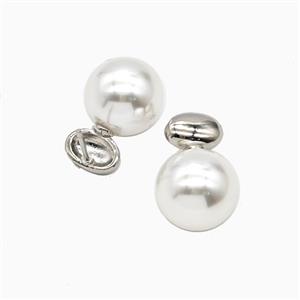 Copper Stud Earrings Pave Resin Platinum Plated, approx 9mm, 12mm [FN55870]