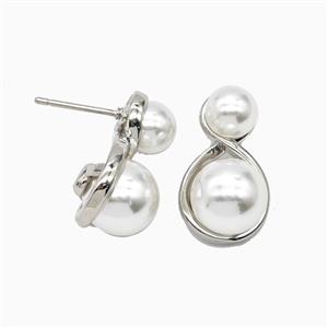 Copper Stud Earrings Pave Resin Platinum Plated, approx 7mm, 10mm [FN55872]
