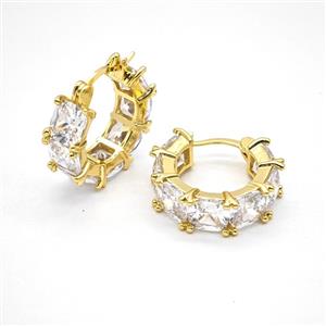 Copper Leaveback Earrings Pave Zirconia Gold Plated, approx 20mm dia [FN55904]