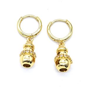 Copper Hoop Earrings Pave Zirconia Gold Plated, approx 9-14mm, 14mm dia [FN55906]