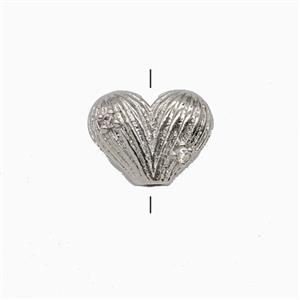 Copper Heart Beads Platinum Plated, approx 12mm [FN55924]