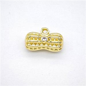 Copper Peanut Pendant Pave Zirconia Gold Plated, approx 7-14mm [FN55929]