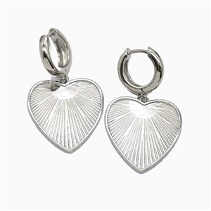 Copper Heart Hoop Earrings Platinum Plated, approx 23mm, 15mm dia [FN55930]