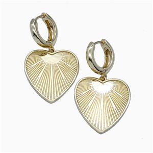 Copper Heart Hoop Earrings Gold Plated, approx 23mm, 15mm dia [FN55931]