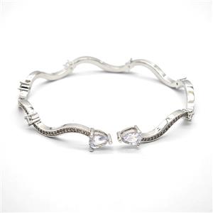 Copper Bangle Pave Zirconia Platinum Plated, approx 6-8mm, 50-60mm dia [FN55936]