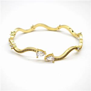 Copper Bangle Pave Zirconia Gold Plated, approx 6-8mm, 50-60mm dia [FN55937]