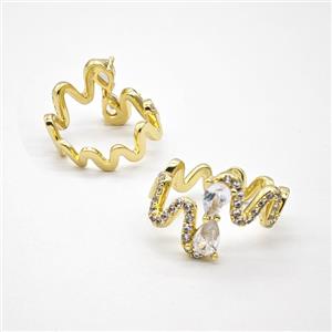 Copper Rings Pave Zirconia Gold Plated, approx 6-8mm, 18mm dia [FN55939]