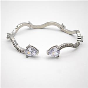 Copper Bangle Pave Zirconia Platinum Plated, approx 8-11mm, 50-60mm dia [FN55940]