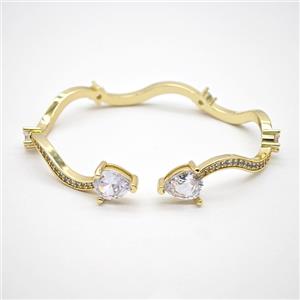 Copper Bangle Pave Zirconia Gold Plated, approx 8-11mm, 50-60mm dia [FN55941]