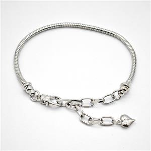 Copper Bracelet Adjustable Platinum Plated, approx 2.5mm, 16-23cm length [FN55948]