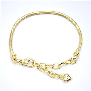Copper Bracelet Adjustable Gold Plated, approx 2.5mm, 16-23cm length [FN55949]