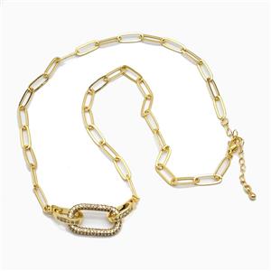 Copper Necklace Pave Zirconis Gold Plated, approx 14-23mm, 5-14mm, 42-47cm length [FN55985]