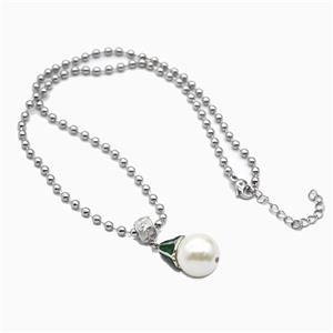 Copper Ball Necklace With Resin Platinum Plated, approx 13-20mm, 3mm, 42-47cm length [FN55987]