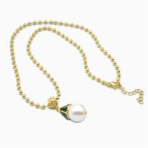 Copper Ball Necklace With Resin Gold Plated, approx 13-20mm, 3mm, 42-47cm length [FN55988]