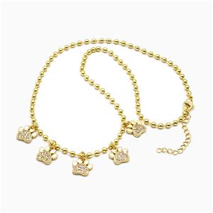 Copper Paws Necklace Pave Zirconia Gold Plated, approx 11mm, 3mm, 42-47cm length [FN55991]