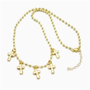 Copper Cross Necklace Gold Plated, approx 9-13mm, 3mm, 42-47cm length [FN55998]