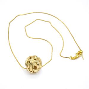Copper Wire Round Ball Necklace Gold Plated, approx 20mm, 1mm, 40cm length [FN56004]