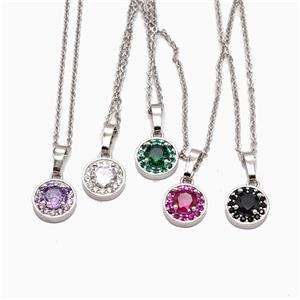 Copper Sun Necklace Pave Zirconia Crystal Glass Platinum Plated Mixed, approx 9mm, 1mm, 48cm length [FN56012]